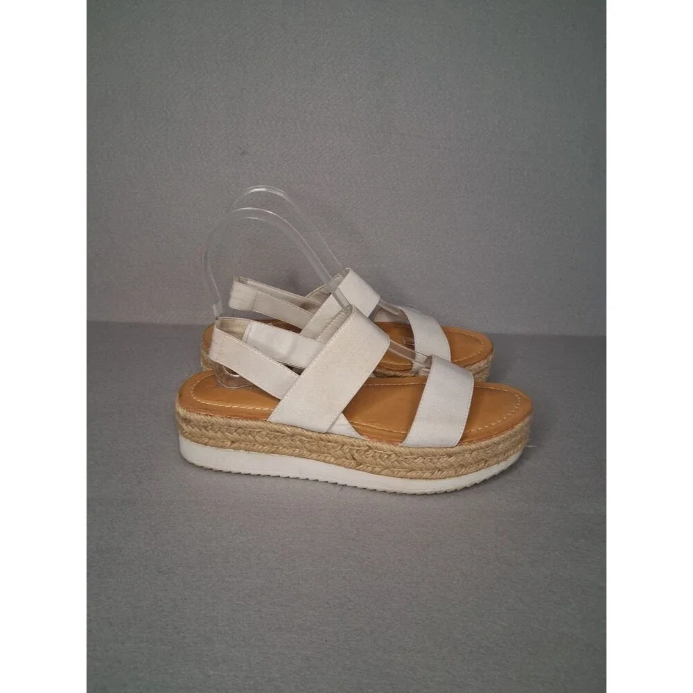 Madden Girl Bowie White Platform Espadrille Sandals Women's Sz 8 Boho Summer